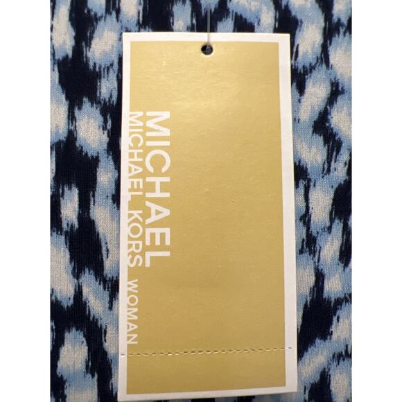 NWT Michael Michael Kors Women’s Ikat-Print Double-Flounce Dress Size 1X Blue - Picture 6 of 8